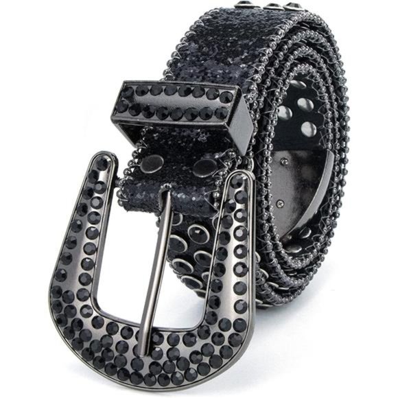 Womens Rhinestones Studded Belts Bling Big Diamond Cowgirl Cowboy Waist Belt